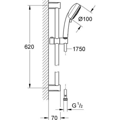 Grohe Duş Seti 3 Akışlı Tempesta Krom - 27579002