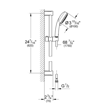 Grohe Duş Seti 3 Akışlı Tempesta Krom - 27579002