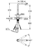 Grohe Eviye Bataryası Spiralli SmartControl Zedra Krom - 31593002