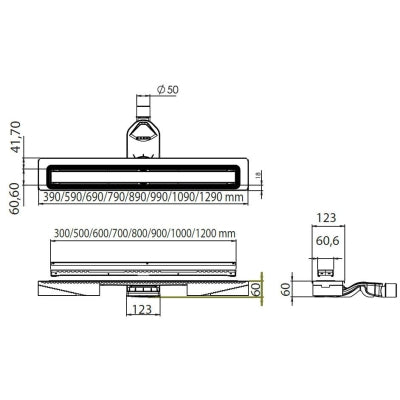 Evi Metal Duş Kanalı ProdiLine 50 lik Çıkışlı 60 cm Paslanmaz Çelik