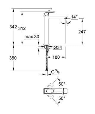 Grohe Eurocube Tek Kumandalı Lavabo Bataryası XL- Boyut - 23406000