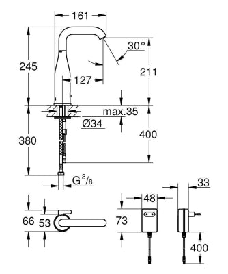 Grohe Fotoselli Lavabo Bataryası Elektrikli çift sugiriş 36444000