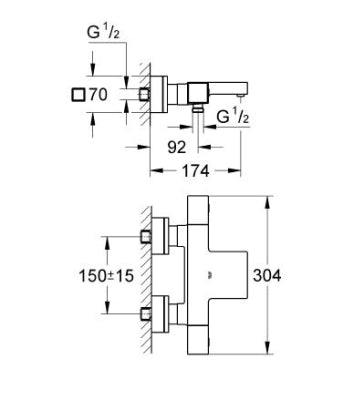 Grohe Grohtherm Cube Termostatik Banyo Bataryası - 34497000