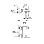 Grohe Eurocube Tek Kumandalı Banyo Bataryası - 23140000