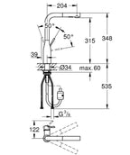Grohe Eviye Bataryası Spiralli 2 Fonk. Essence Krom - 30270000