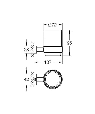 Grohe Diş Fırçalık Seti Eurocube Krom - 40755001