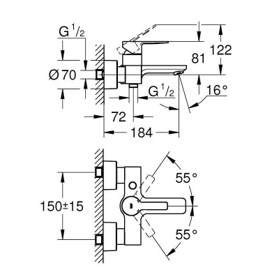 Grohe Lineare Tek Kumandalı Banyo Bataryası - 33849001