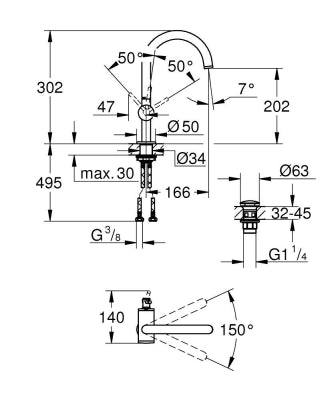 Grohe Lavabo Bataryası Atrio L Boyut Krom – 24362000