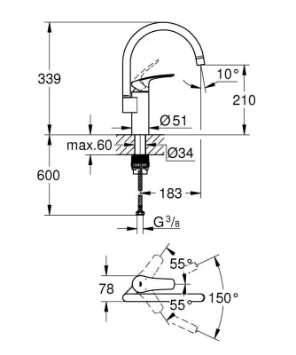 Eurosmart Tek Kumandalı Eviye Bataryası - 33202003