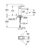 Grohe Lavabo Bataryası Eurocube M-Boyut Krom - 23446000