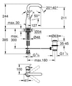 Grohe Essence Tek Kumandalı Lavabo Bataryası 1/2'' L Hard Graphite - 24174A01