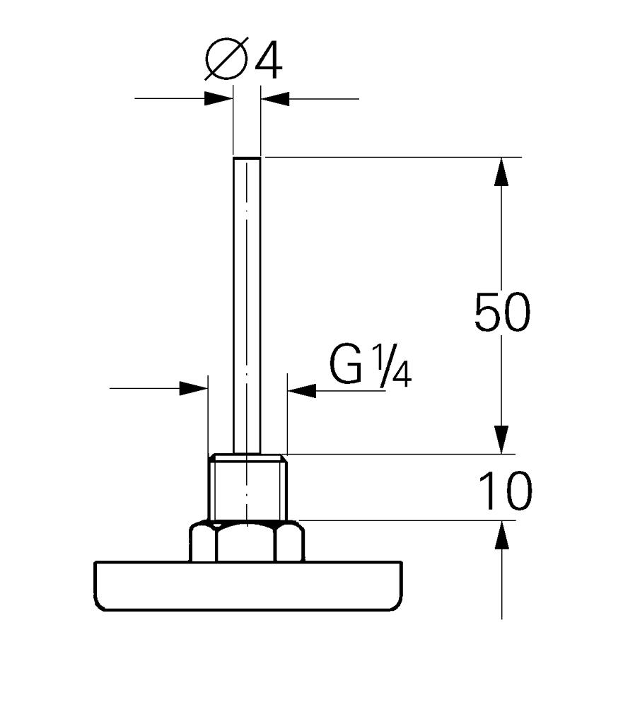 Grohe Termometre 1/4" teknik çizim