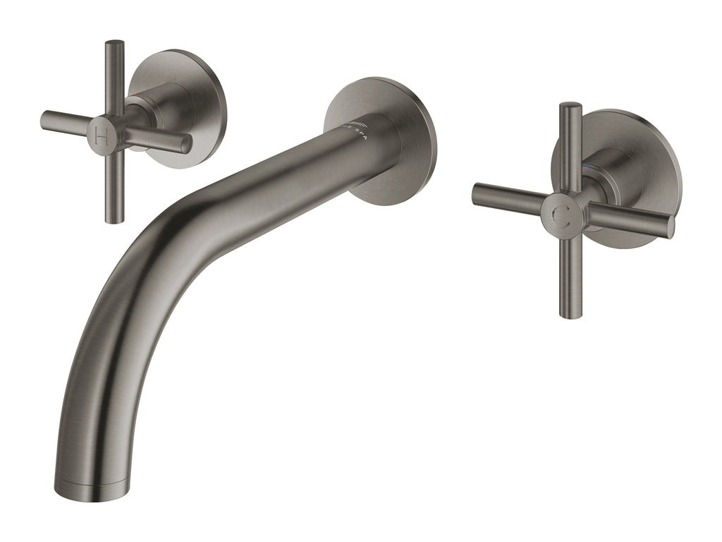 Grohe Atrio 3 Delikli Duvardan Lavabo Bataryası M-Boyut Brushed Hard Graphite - 20661AL0