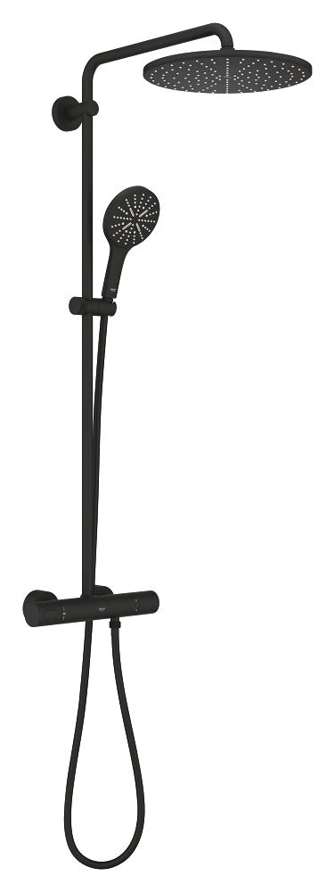 Grohe Rainshower Smartactive 310 Duvara Monte Termostatik Bataryalı Duş Sistemi Mat Siyah - 22119KF0