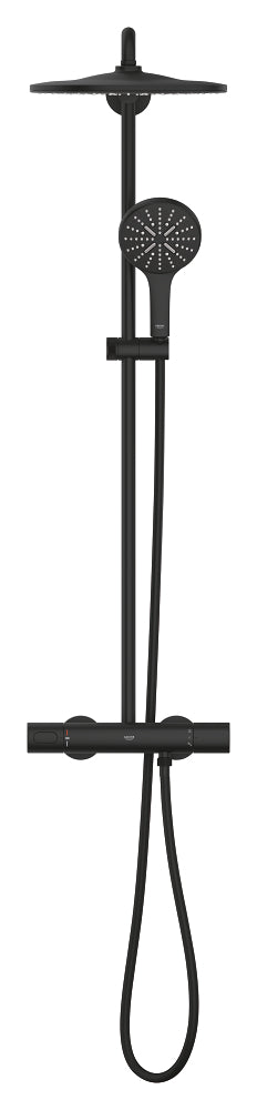 Grohe Rainshower Smartactive 310 Duvara Monte Termostatik Bataryalı Duş Sistemi Mat Siyah - 22119KF0