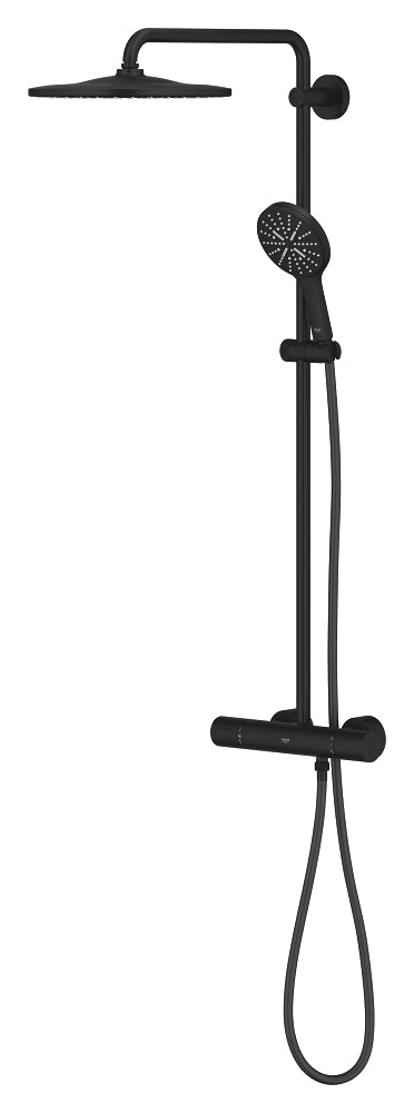 Grohe Rainshower Smartactive 310 Duvara Monte Termostatik Bataryalı Duş Sistemi Mat Siyah - 22119KF0