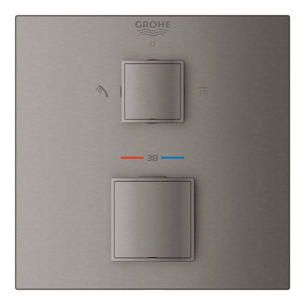 Grohe Grohtherm Cube Termostatik Banyo Duş Bataryası 2 çıkışlı divertörlü Brushed Hard Graphite - 24154AL0
