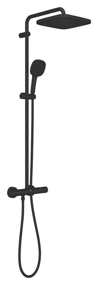 Grohe Tempesta System 250 Cube Duvara Monte Termostatik Bataryalı Duş Sistemi Mat Siyah - 266892431