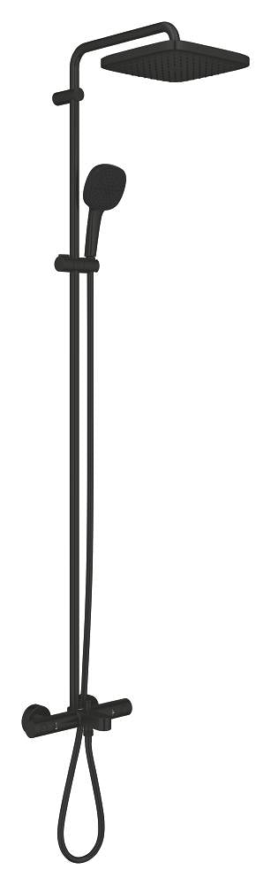 Grohe Tempesta System 250 Cube Duvara Monte Termostatik Bataryalı Duş Sistemi Mat Siyah - 266912431