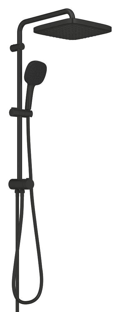 Tempesta System 250 Cube Duvar Bağlantılı, Divertörlü Duş Sistemi Mat Siyah - 269772431