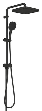 Tempesta System 250 Cube Duvar Bağlantılı, Divertörlü Duş Sistemi Mat Siyah - 269772431