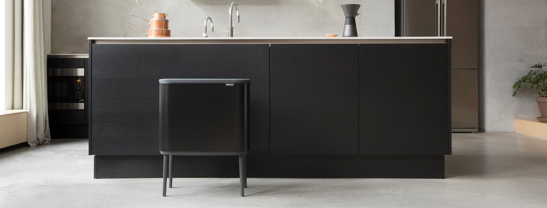 Brabantia Çöp Kutusu İki Bölmeli 11+23 litre Bo Touch Bin Mat Siyah 316203