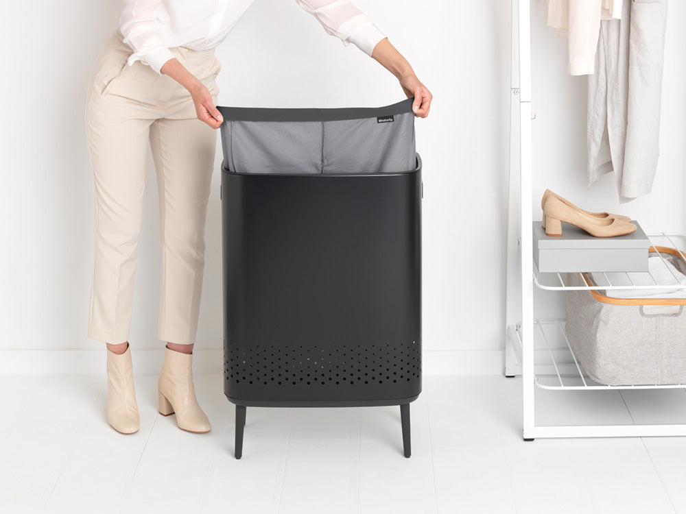 Brabantia Çamaşır Sepeti İki Bölmeli 2 x 45 lt Siyah 200564
