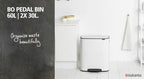 Brabantia Çöp Kutusu İki Bölmeli 30+30 Lt Bo Pedal Bin Platinium 211546
