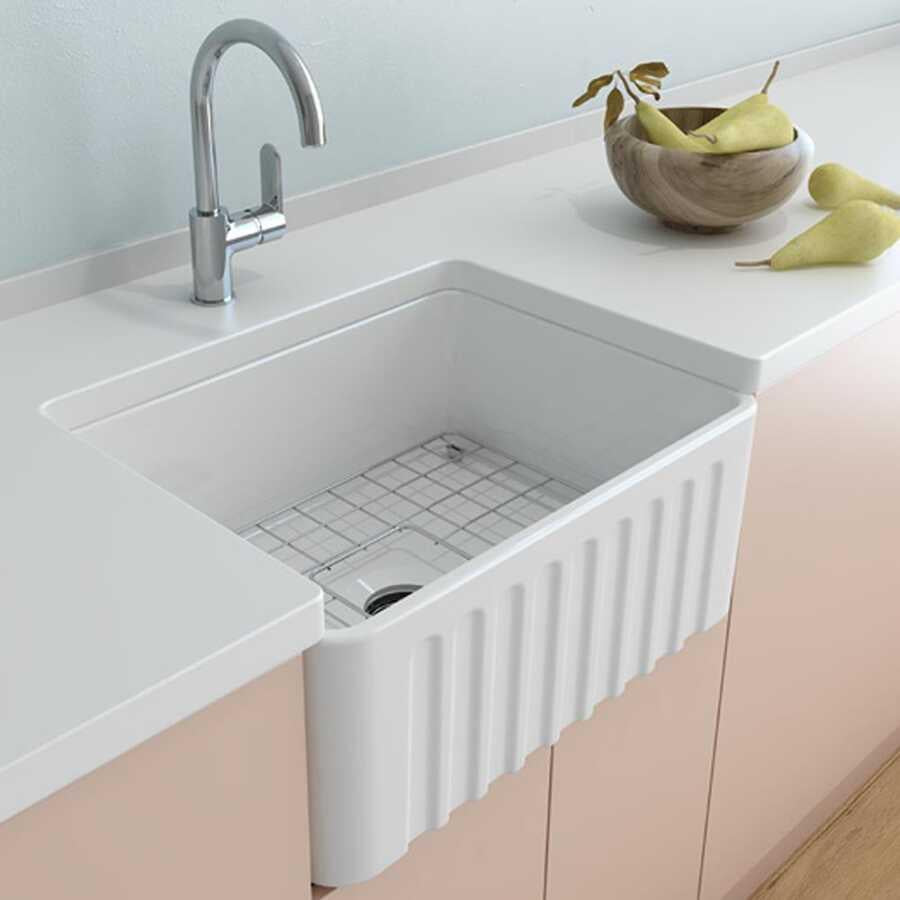 Bocchi Eviye Lavello Dekorlu 60 cm  Parlak Beyaz Porselen