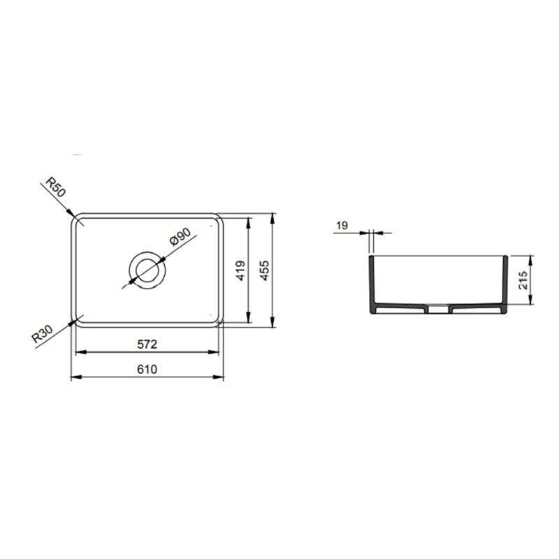 Bocchi Eviye Lavello Dekorlu 60 cm  Parlak Beyaz Porselen