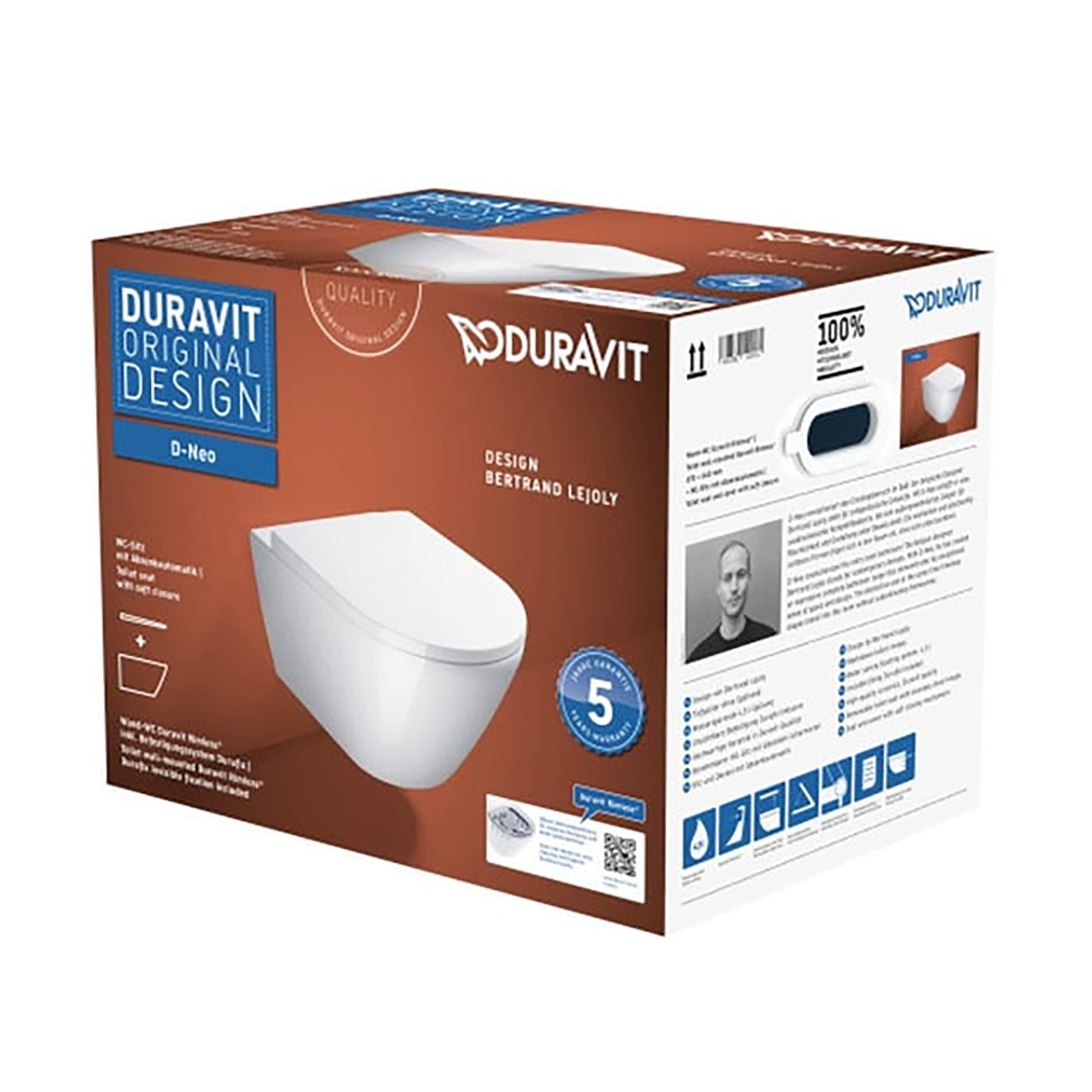 Duravit Klozet Özel Kutulu D-Neo Asma, Kapak Dahil, Beyaz 45773920A1