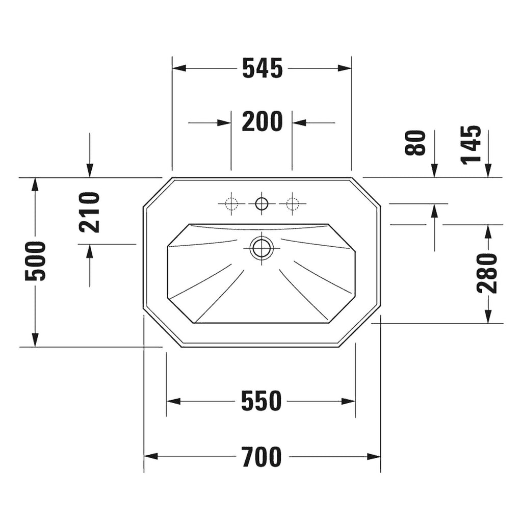 Duravit Lavabo 1930 Serisi Tezgah Üstü  70 x 50 cm Beyaz 0438700000