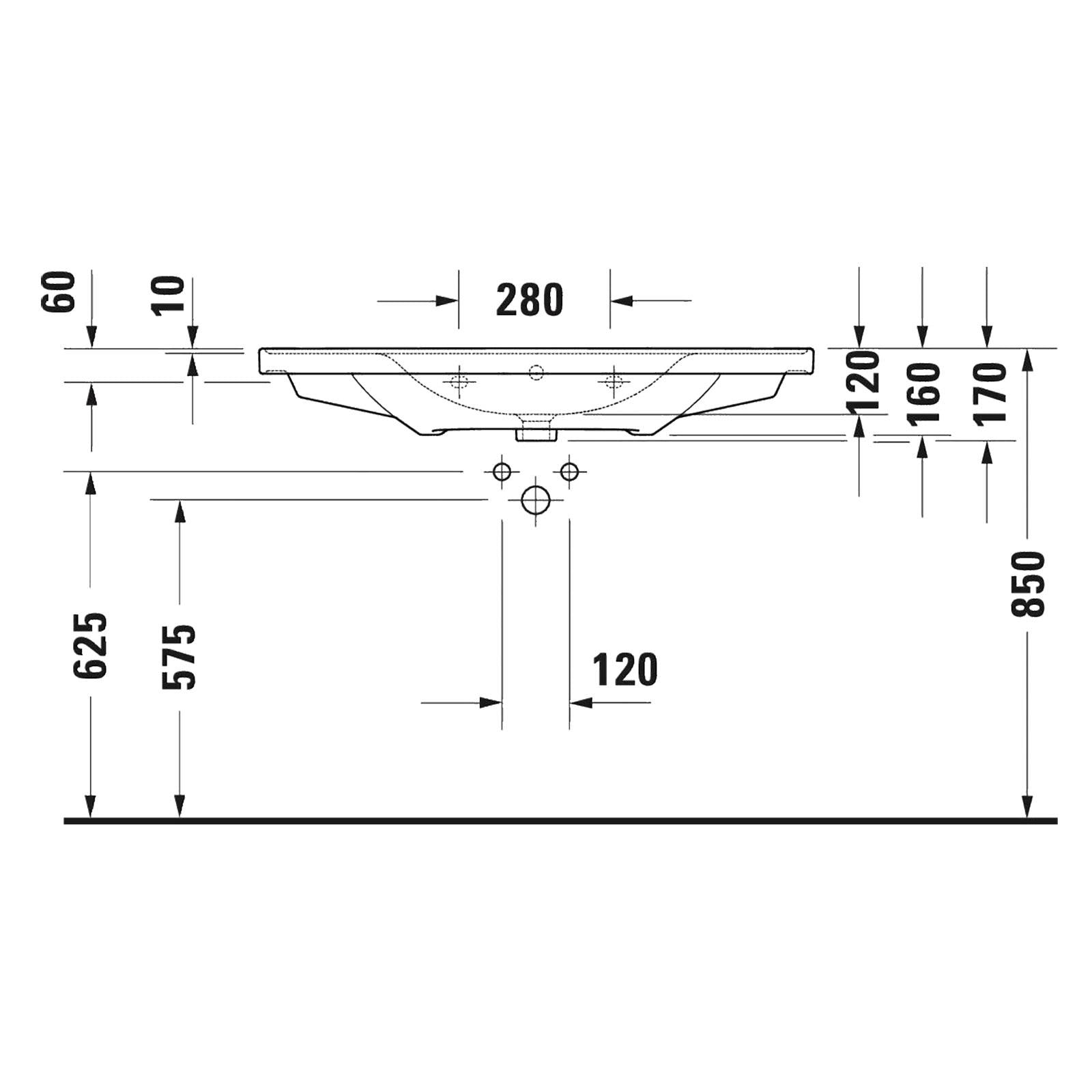 Duravit Lavabo D-Neo Etejerli Tezgah Üstü 105 x 48 cm, Beyaz 2367100000