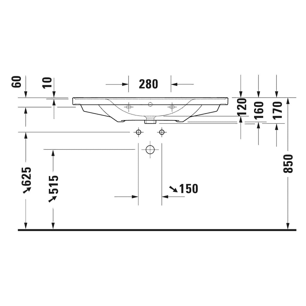 Duravit Lavabo D-Neo Etejerli Tezgah Üstü 105 x 48 cm, Beyaz 2367100000