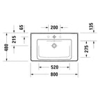 Duravit Lavabo D-Neo Etejerli Tezgah Üstü 80 x 48 cm, Beyaz 2367800000