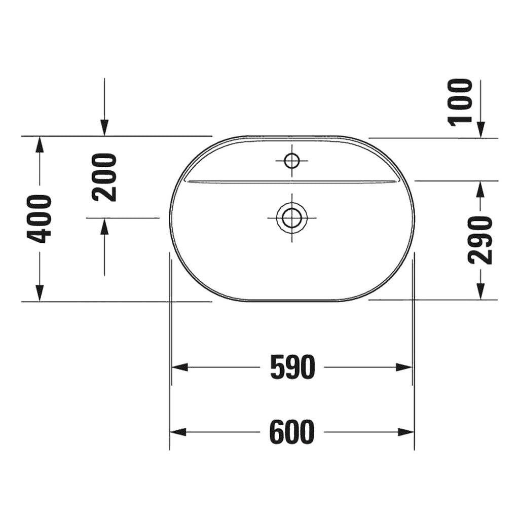 Duravit Lavabo Luv DuraCeram Batarya Banklı Çanak 60 cm, Gri/Beyaz 0380602300