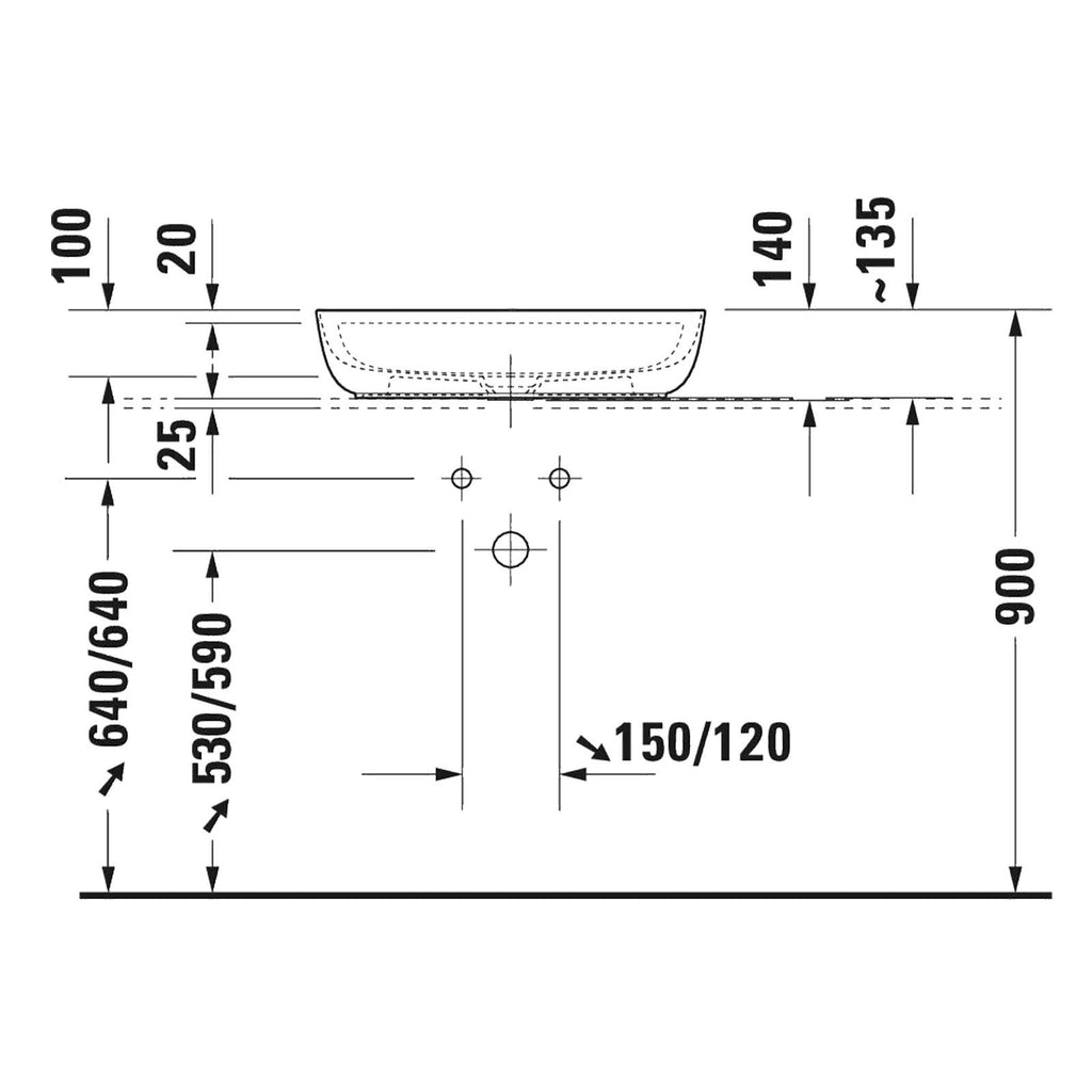 Duravit Lavabo Luv DuraCeram Batarya Banklı Çanak 60 cm, Gri/Beyaz 0380602300