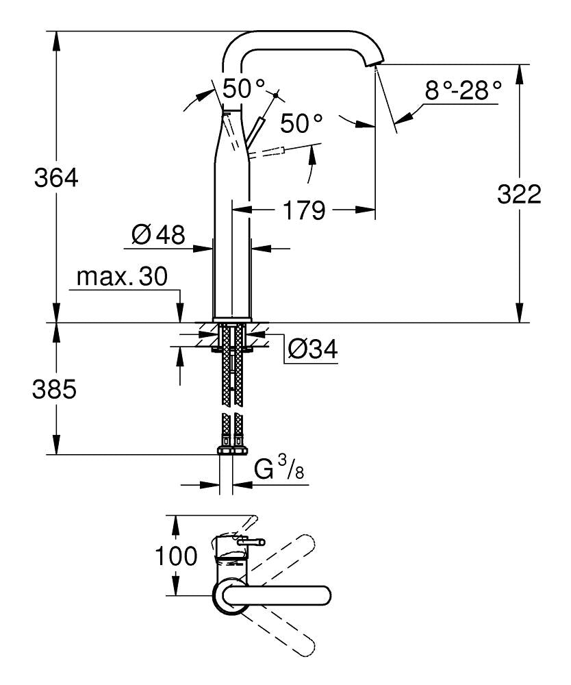 Grohe Essence Tek Kumandalı Lavabo Bataryası Xl-Boyut Warm Sunset - 32901DA1