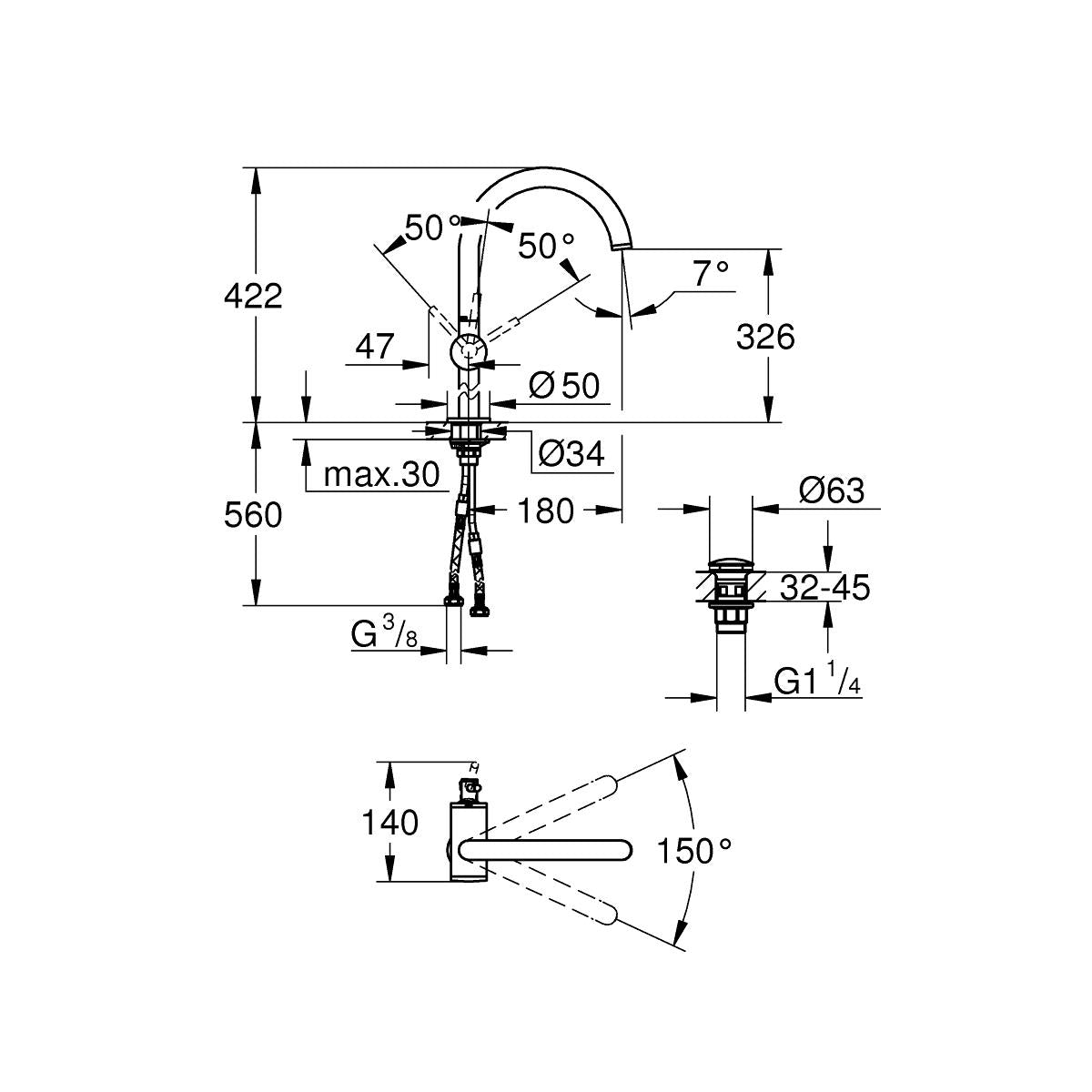 Grohe Atrio Tek Kumandalı Lavabo Bataryası Xl-Boyut Warm Sunset -32647DA3
