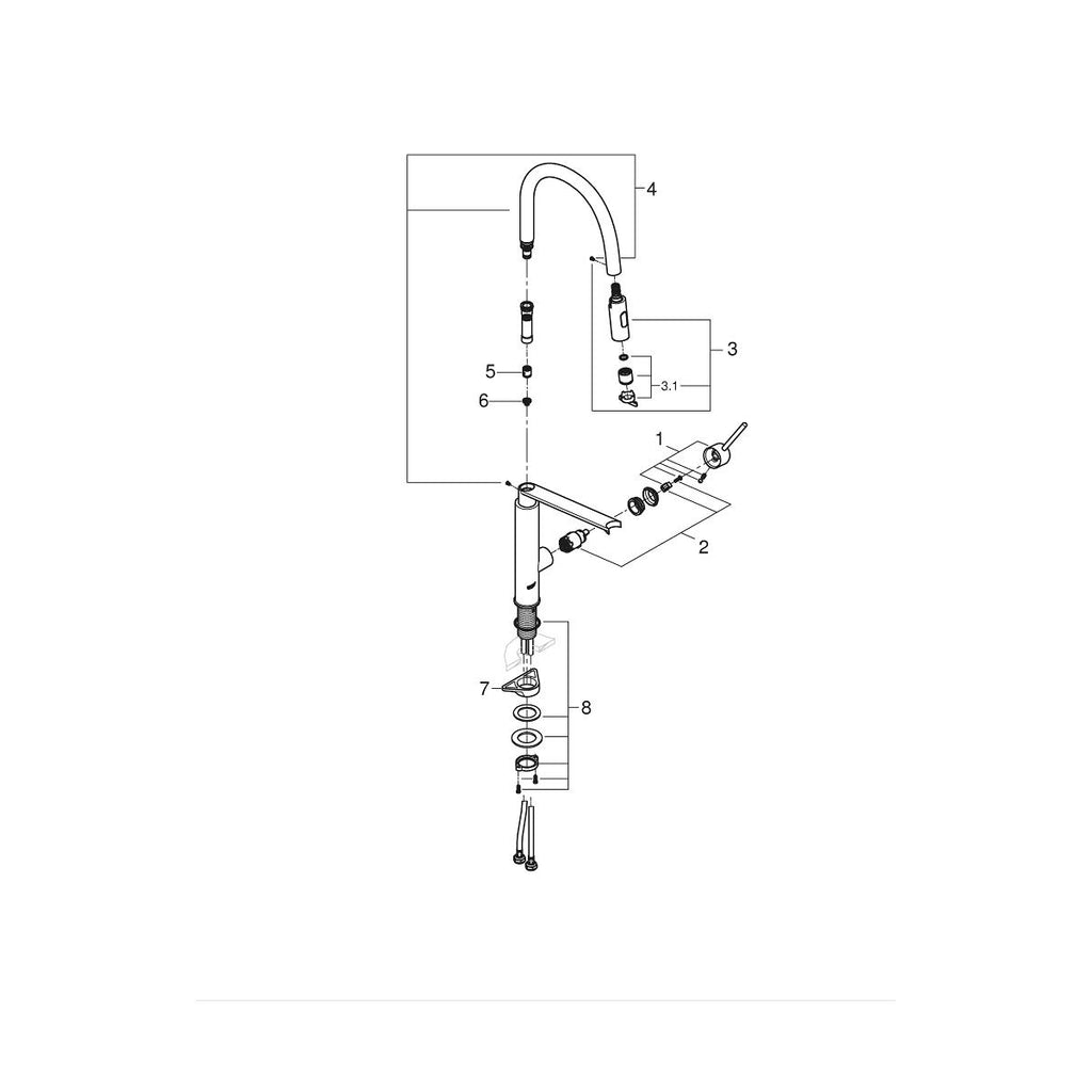 Grohe Concetto Professional Tek Kumandalı Eviye Bataryası SuperSteel - 31491DC0