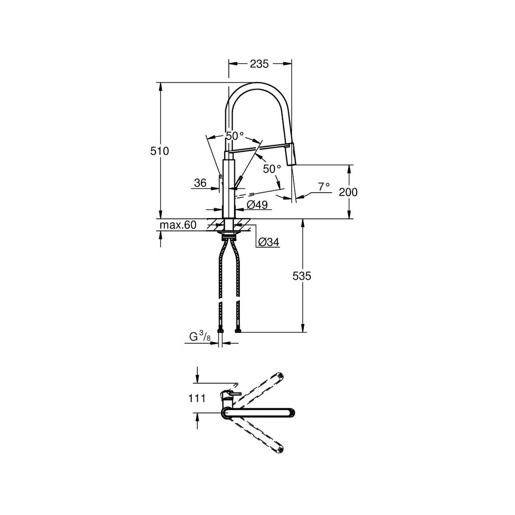Grohe Concetto Professional Tek Kumandalı Eviye Bataryası SuperSteel - 31491DC0