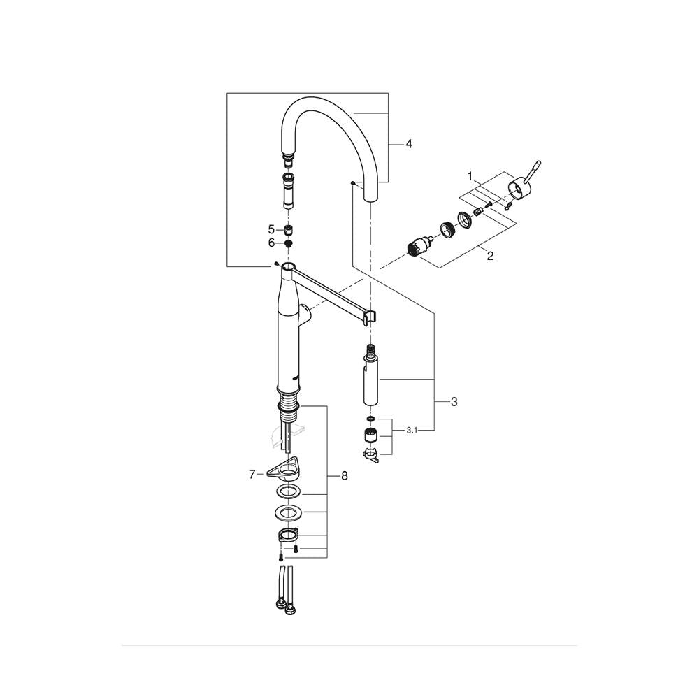 Grohe Essence Tek Kumandalı Eviye Bataryası Brushed Cool Sunrise - 30294GN0