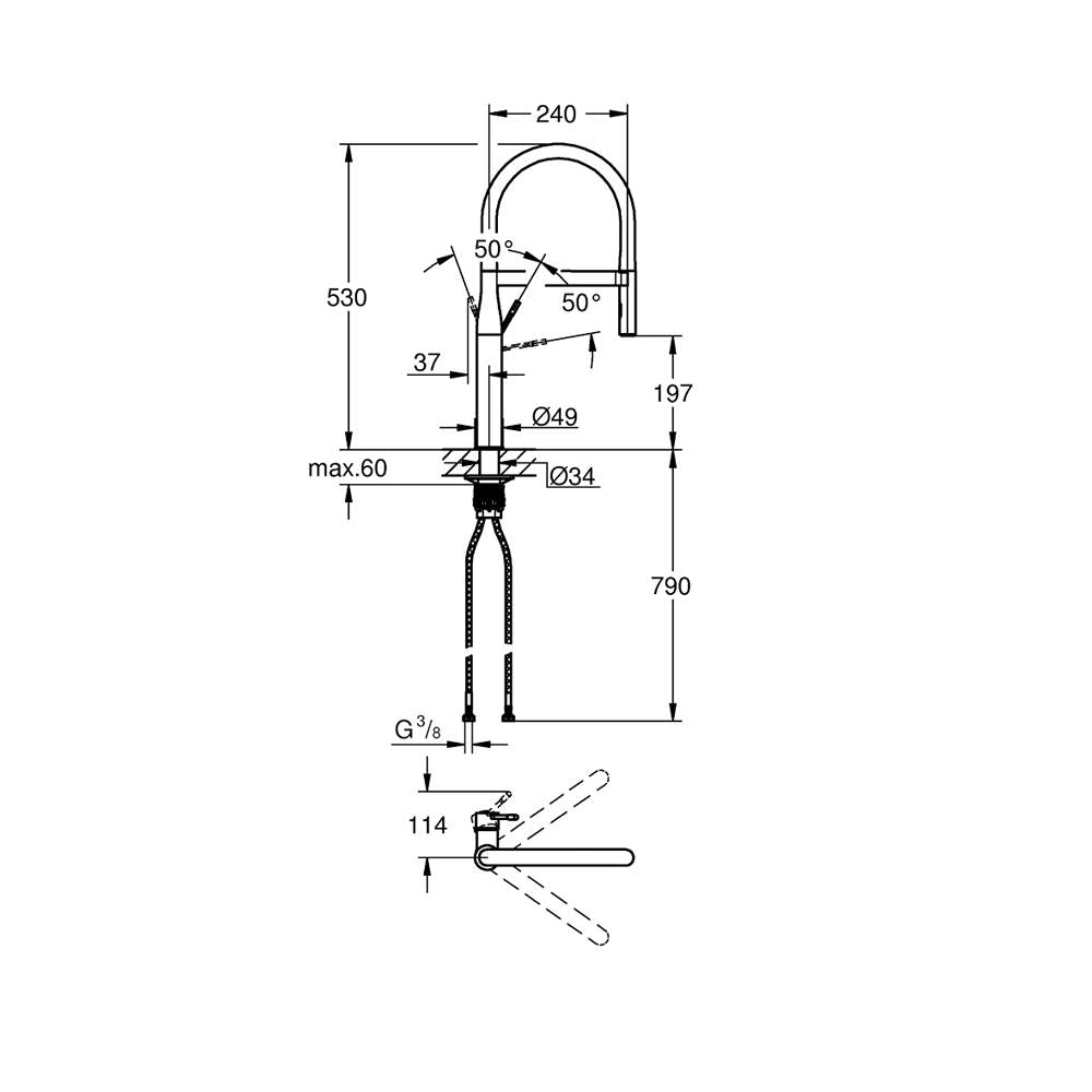 Grohe Essence Tek Kumandalı Eviye Bataryası Brushed Cool Sunrise - 30294GN0