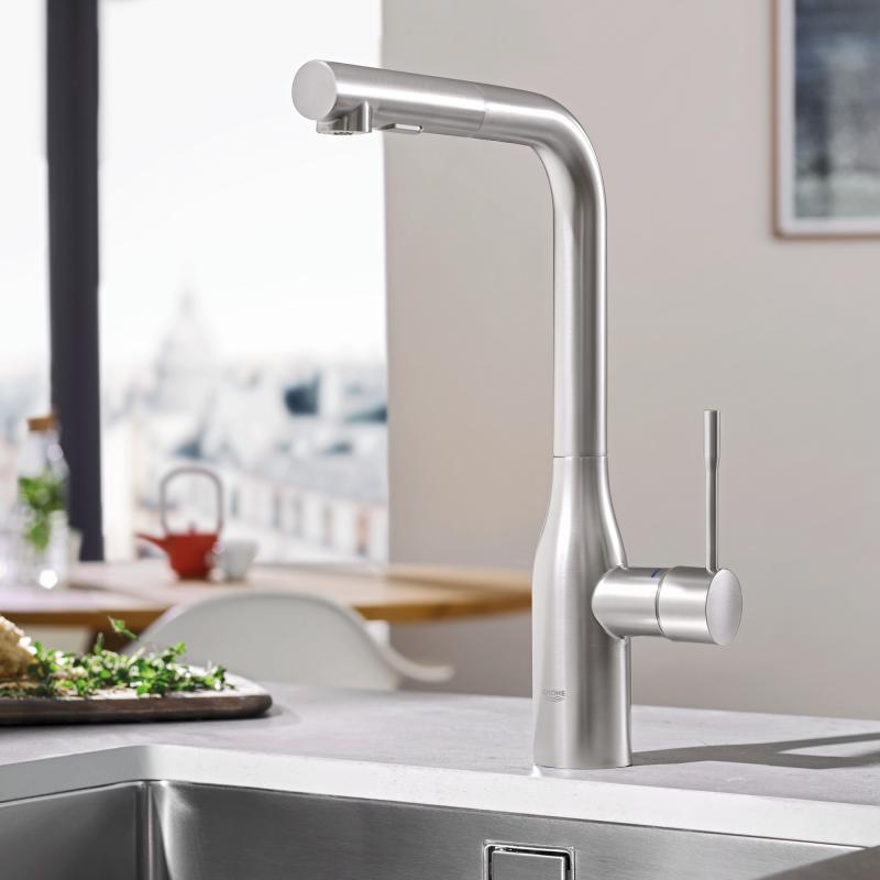 Grohe Eviye Bataryası Spiralli 2 Fonk Essence Super Steel - 30270DC0