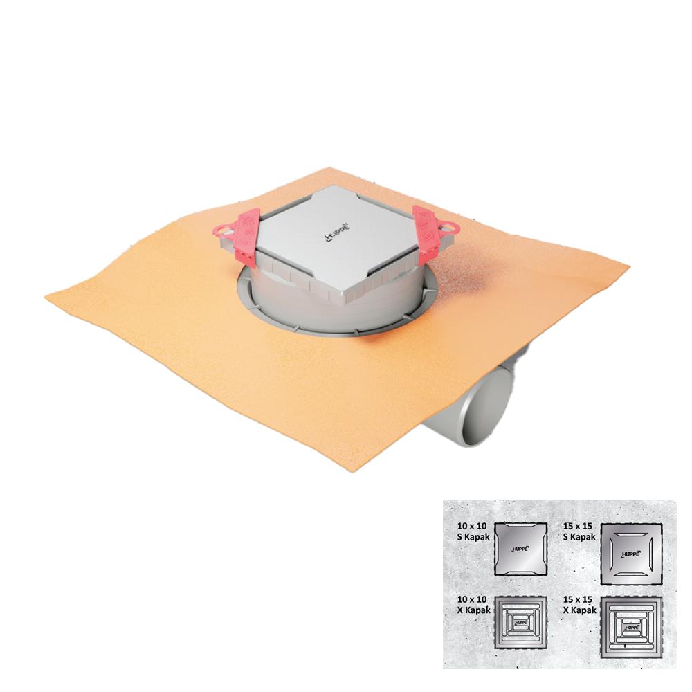 Hüppe Yer Sifonu 10 x 10 cm 50 Lik Yandan Çıkışlı Parlak Bakır  Paslanmaz Çelik Master X