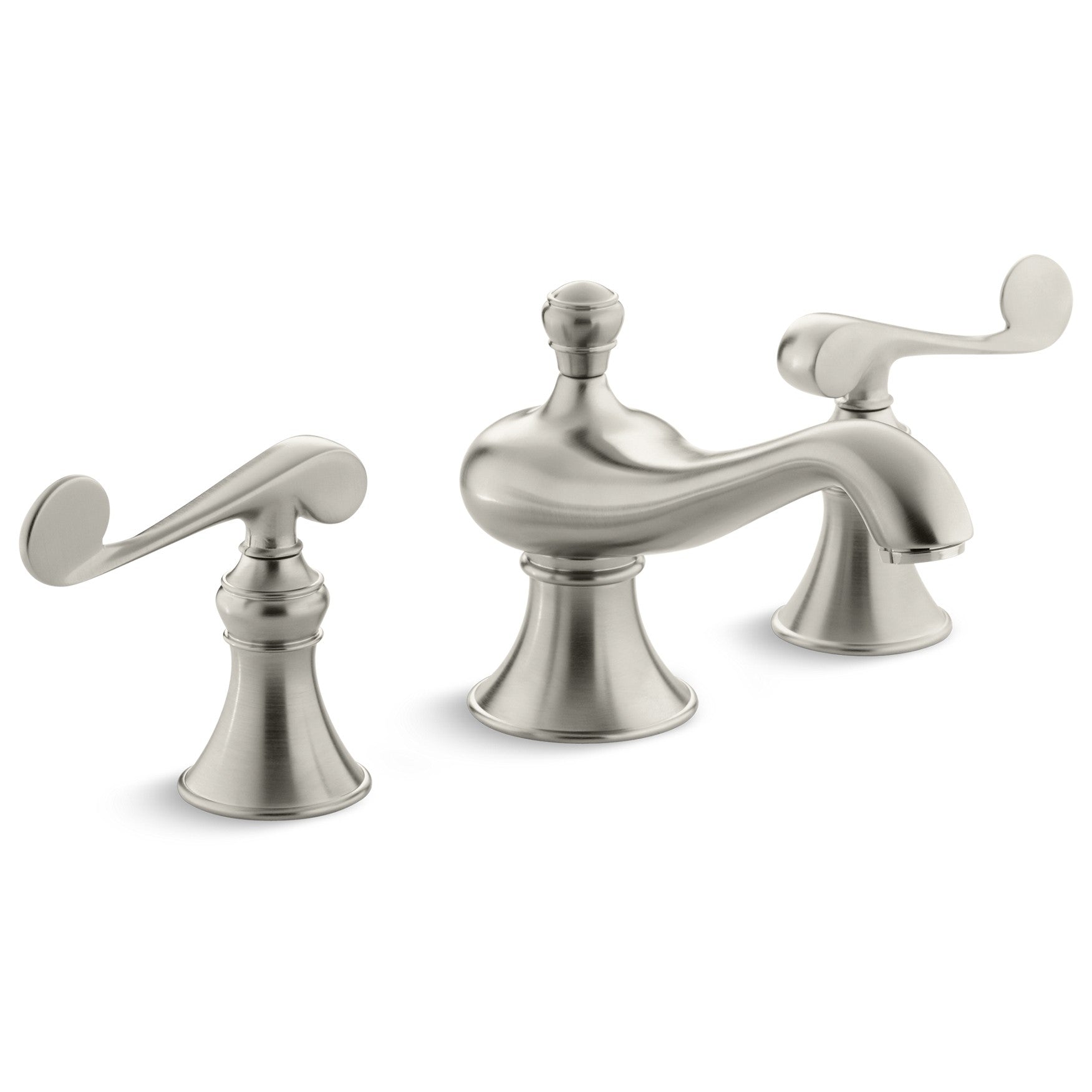 Kohler Lavabo Bataryası Revival Scroll Handle 3 Delikli Brushed Nikel