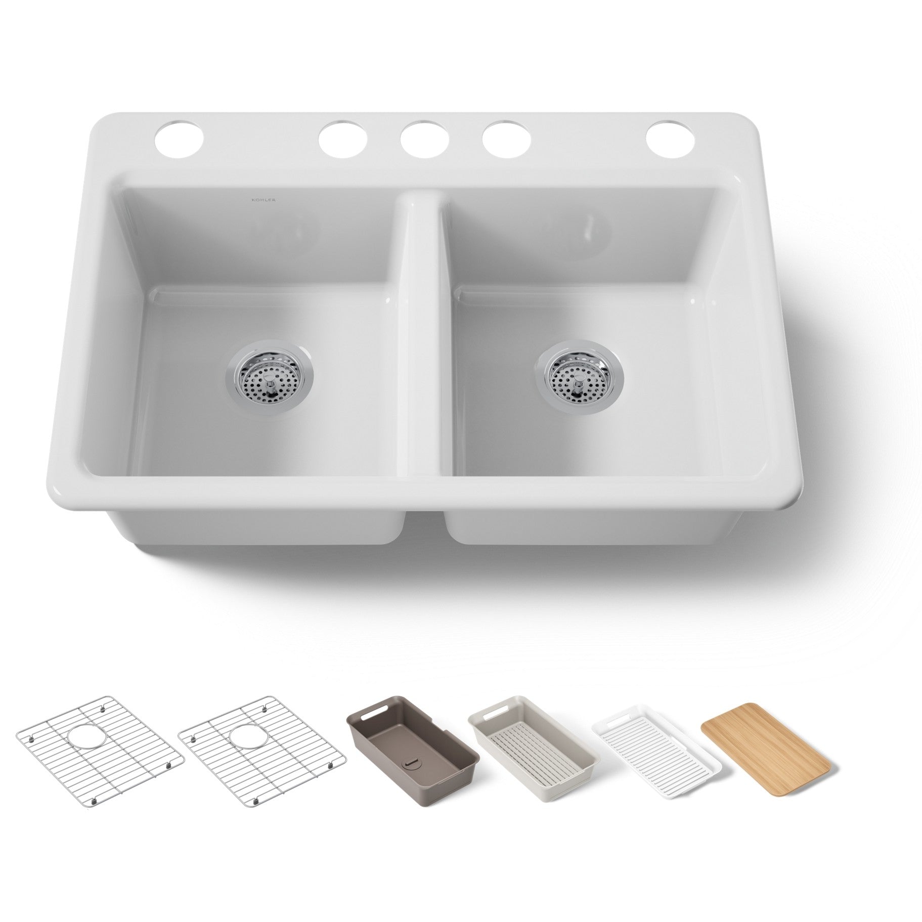 Kohler Eviye Riverby Çift Hazneli Beyaz