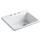 Kohler Eviye Riverby 3 Delikli Döküm Beyaz