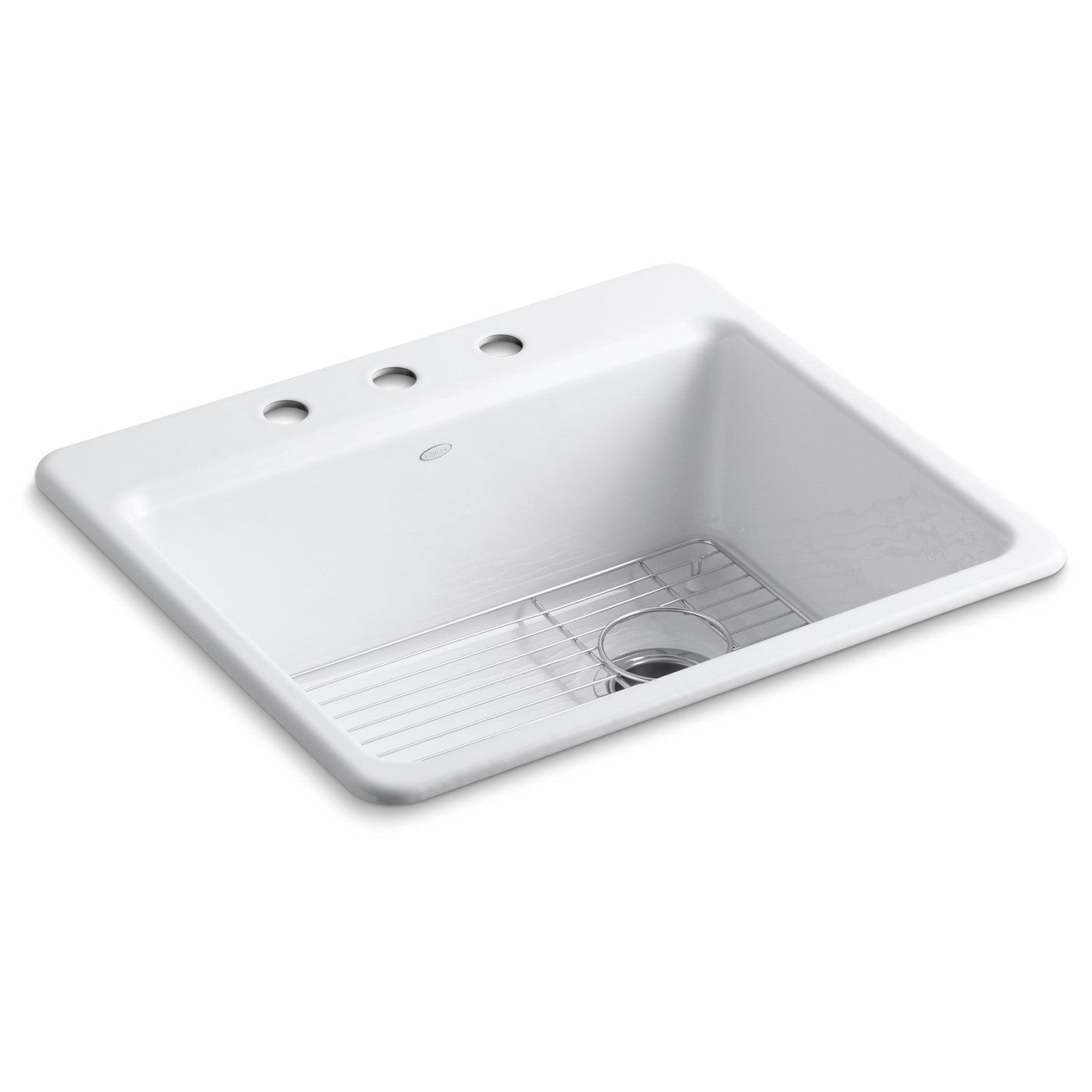 Kohler Eviye Riverby 3 Delikli Döküm Beyaz