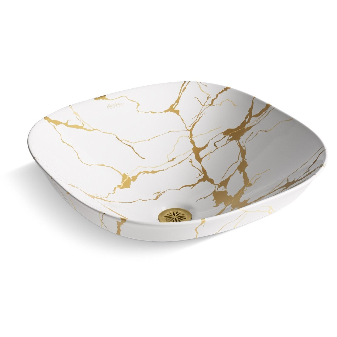 Kohler Lavabo Aureus Şamot Çanak, Beyaz Üzeri Desenli